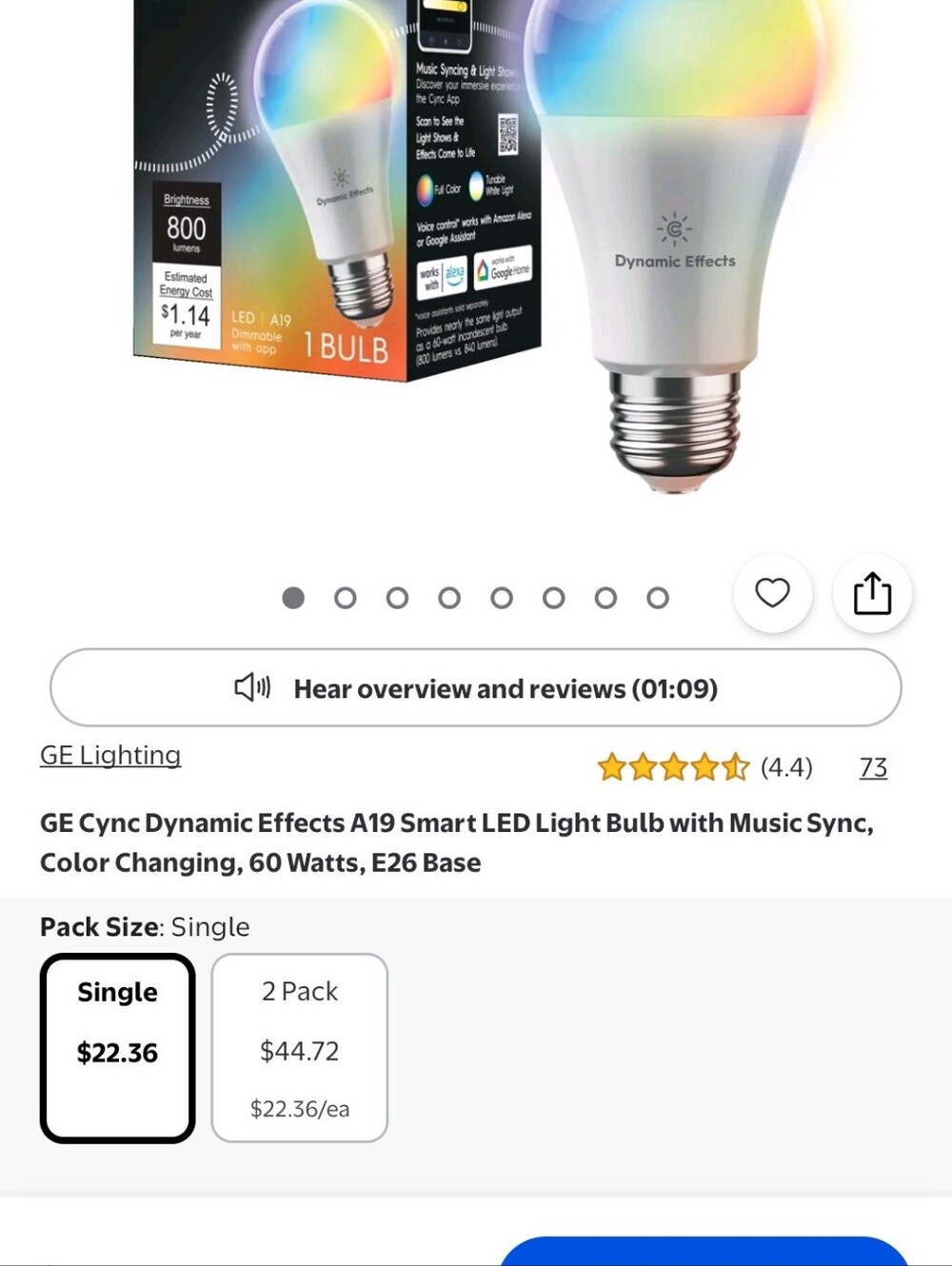 Cync Full Color Direct Connect Smart Bulb - Picture 2 of 7